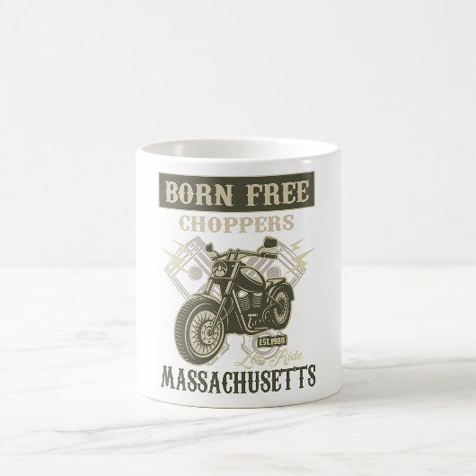 Geborene kostenlose Chopper Motorrad Massachusetts Kaffeetasse
