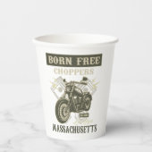 Geborene kostenlose Chopper Motorrad Massachusetts Pappbecher (Vorderseite)