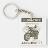 Geborene kostenlose Chopper Motorrad Massachusetts Schlüsselanhänger (Vorderseite)