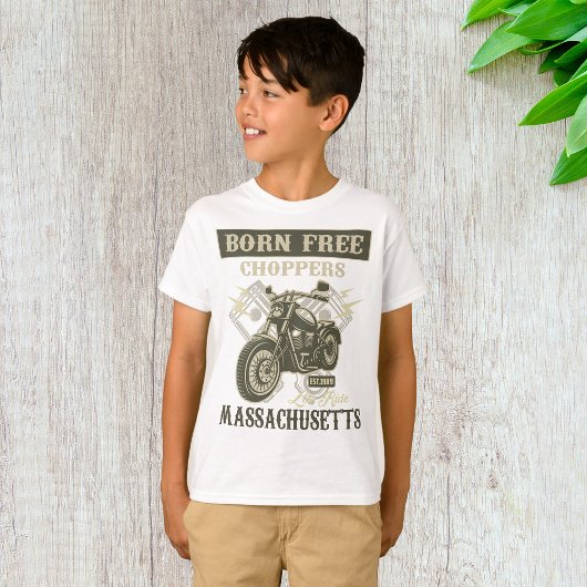 Geborene kostenlose Chopper Motorrad Massachusetts T-Shirt