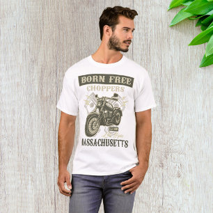 Geborene kostenlose Chopper Motorrad Massachusetts T-Shirt