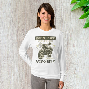 Geborene kostenlose Chopper Motorrad Massachusetts T-Shirt