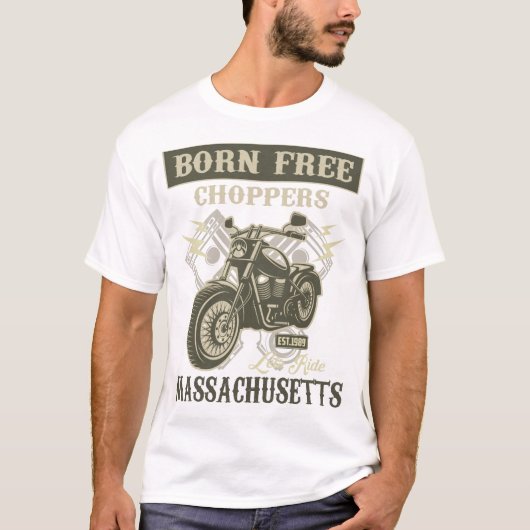 Geborene kostenlose Chopper Motorrad Massachusetts T-Shirt (Vorderseite)