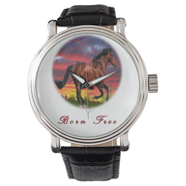 Geborene Pferde Armbanduhr (Vorderseite)