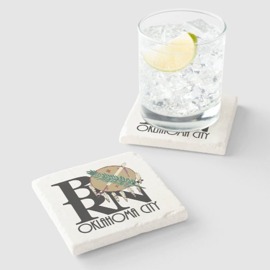 GEBORENE Stadt Oklahoma Steinuntersetzer (Seitenansicht)