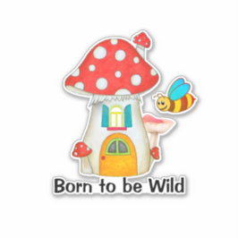 Geborene Wilde Whimsical Mushroom Bumble Bee Aufkleber