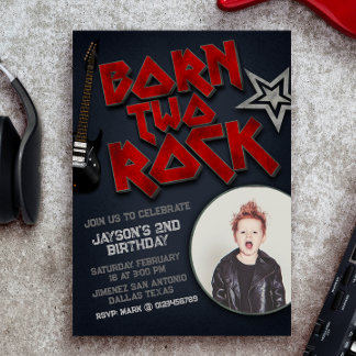 Geborene Zwei-Rock - 2. Geburtstagseinladung mit B Einladung