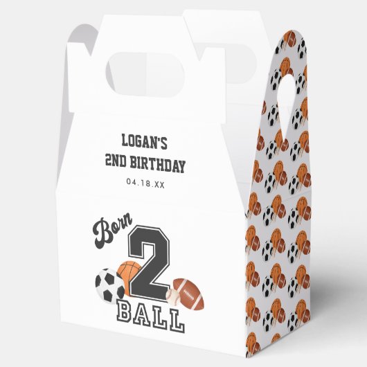 Geborenen 2 Ball Sport Thema Junge zweite Geburtst Geschenkschachtel (Geöffnet)