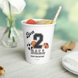 Geborenen 2 Ball Sport Thema Junge zweite Geburtst Pappbecher