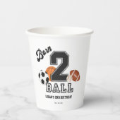 Geborenen 2 Ball Sport Thema Junge zweite Geburtst Pappbecher (Vorderseite)
