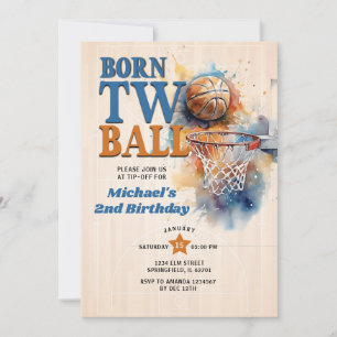 Geborenen Ball Basketball Tipp zum 2. Geburtstag Einladung