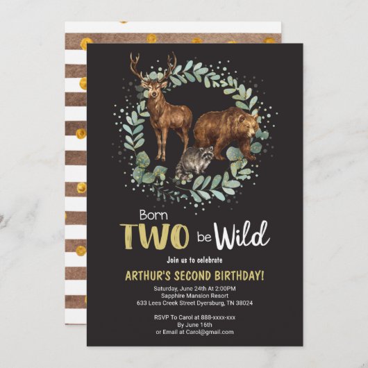 Geborenen Wildwälder zum Geburtstag Ankündigung (Vorne/Hinten)