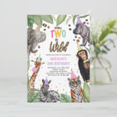Geborenen zwei Wild Safari 2. Geburtstag Einladung (Stehend Vorderseite)