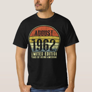 Geborener August 1962, limitierte Auflage, Jahre, T-Shirt