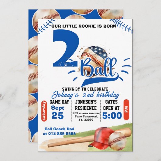 Geborener Geburtstag Einladung (Vorne/Hinten)