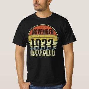 Geborener November 1933 limitierte Ausgabe Jahre d T-Shirt