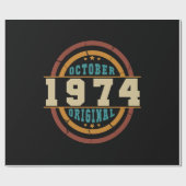Geborener Oktober 1974 Retro Geschenkpapier (Flach)