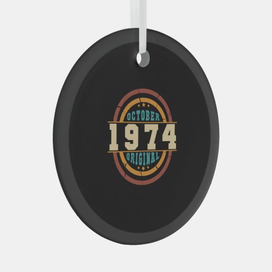 Geborener Oktober 1974 Retro Ornament Aus Glas (Vorderseite Rechts)