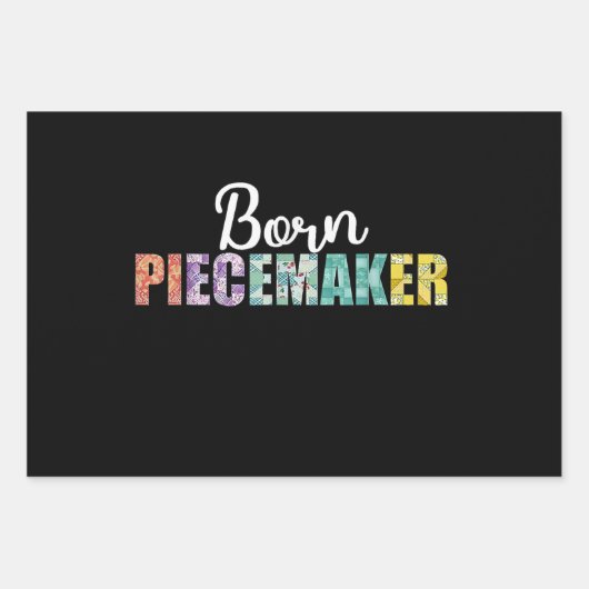 Geborener Piecemaker Funny Quilting Stoff Crochet Geschenkpapier Set (Vorderseite)