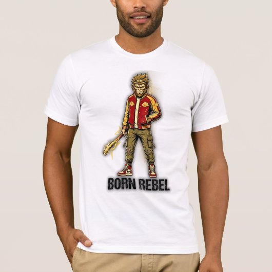 Geborener Rebell Affe Schütze T-Shirt (Vorderseite)