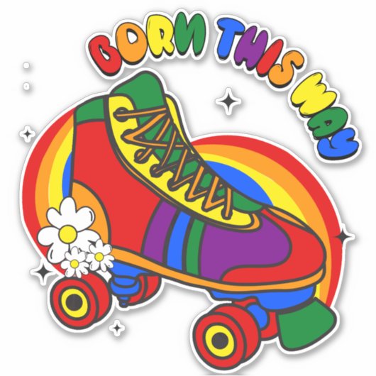 Geborener Regenbogen-Skate Aufkleber (Vorderseite)