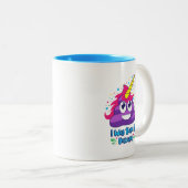 Geborener Unicorn Emoji kacken Zweifarbige Tasse (VorderseiteRechts)