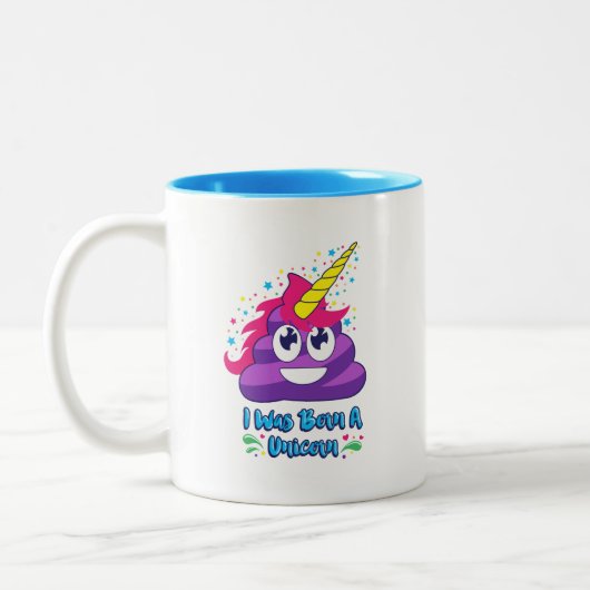 Geborener Unicorn Emoji kacken Zweifarbige Tasse (Links)