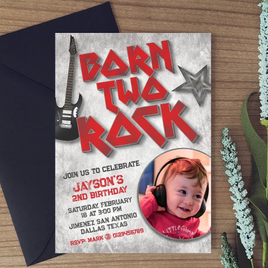 Geborener Zwei-Rock-Bild Einladung