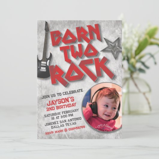 Geborener Zwei-Rock-Bild Einladung (Stehend Vorderseite)