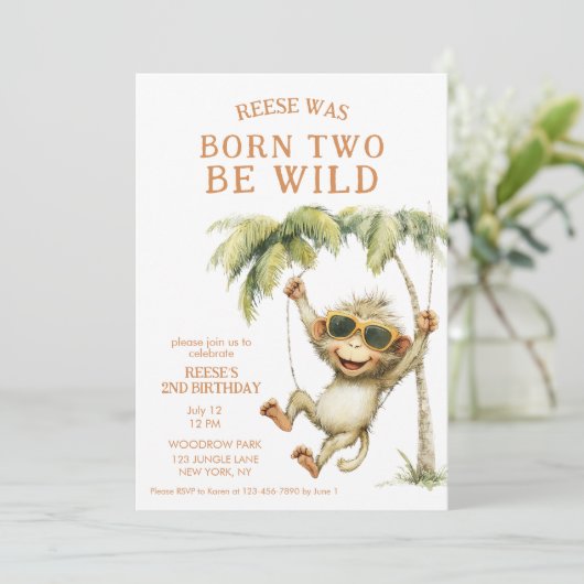 Geborener Zwei-sein-Wilder Affe Einladung (Stehend Vorderseite)