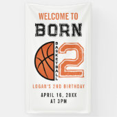 Geborenes 2-Ball-Basketball 2. Party zum Geburtsta Banner (Vertikal)