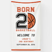Geborenes 2-Ball-Basketball 2. Party zum Geburtsta Banner (Vertikal)
