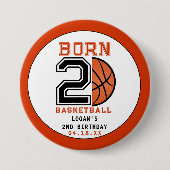 Geborenes 2-Ball-Basketball 2. Party zum Geburtsta Button (Vorderseite)