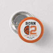 Geborenes 2-Ball-Basketball 2. Party zum Geburtsta Button (Vorne & Hinten)