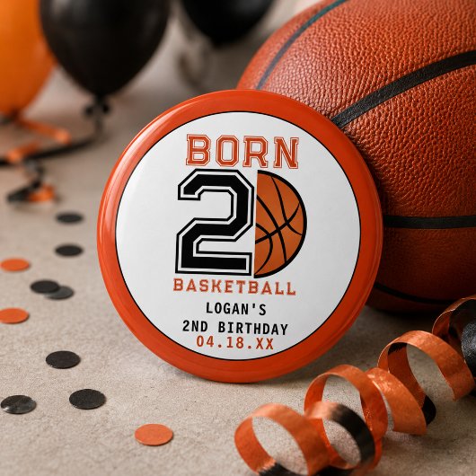 Geborenes 2-Ball-Basketball 2. Party zum Geburtsta Button