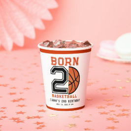 Geborenes 2-Ball-Basketball 2. Party zum Geburtsta Pappbecher