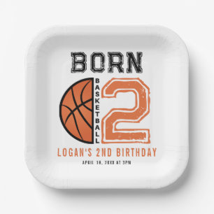 Geborenes 2-Ball-Basketball 2. Party zum Geburtsta Pappteller