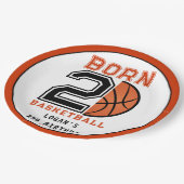 Geborenes 2-Ball-Basketball 2. Party zum Geburtsta Pappteller (Schrägansicht)