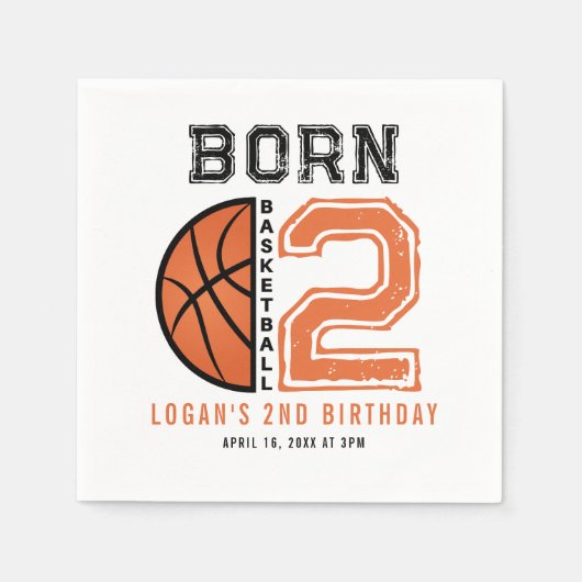 Geborenes 2-Ball-Basketball 2. Party zum Geburtsta Serviette (Vorderseite)