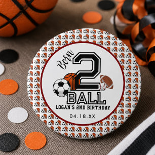 Geborenes 2 Ball Sports Theme Boy's 2. Geburtstag  Button