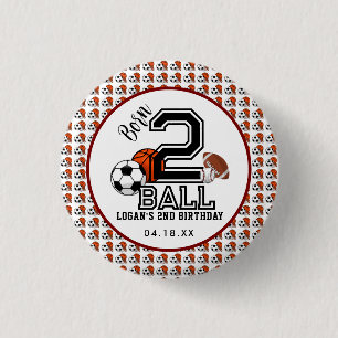 Geborenes 2 Ball Sports Theme Boy's 2. Geburtstag Button