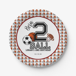 Geborenes 2 Ball Sports Theme Boy's 2. Geburtstag Pappteller