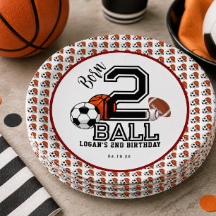 Geborenes 2 Ball Sports Theme Boy's 2. Geburtstag  Pappteller