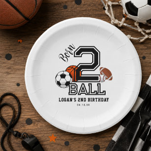 Geborenes 2 Ball Sports Theme Boy's 2. Geburtstag Pappteller