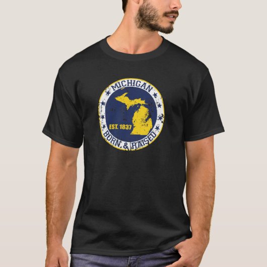 geborenes angehobenes weißes blaues Gold Michigans T-Shirt (Vorderseite)