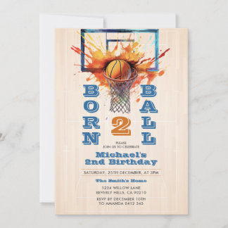 Geborenes Ball Boy's Basketball 2. Geburtstag Part Einladung