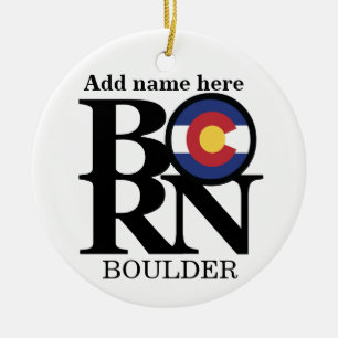 GEBORENES Boulder Co = personalisierte Verzierung Keramik Ornament