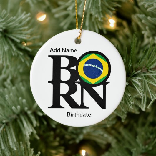 GEBORENES Brasilien (mit individuelle Name und Geb Keramik Ornament (Baum)