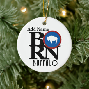 GEBORENES Buffalo Wyoming individuell anpassbar Keramik Ornament