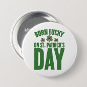 Geborenes Glück am St. Patrick's Day Button (Vorne & Hinten)
